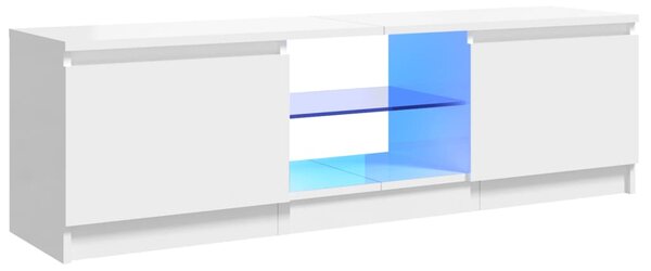 TV Cabinet with LED Lights High Gloss White 120x30x35.5 cm