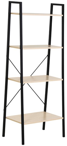 HOMCOM 4-Tier Vintage Ladder Shelf Bookcase Wood Storage Rack Stand Plants Display Black natural Aosom UK