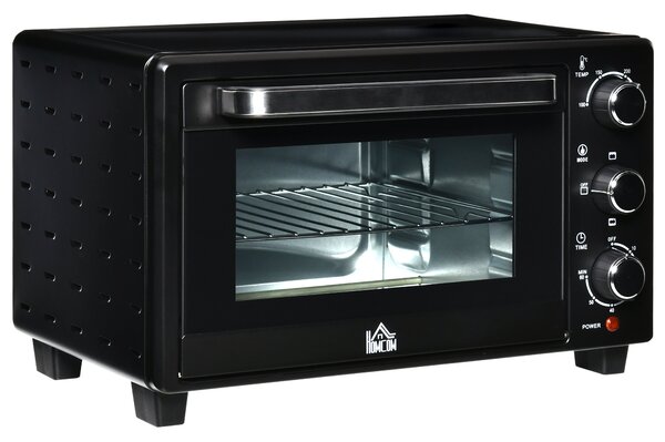 HOMCOM Mini Oven, 21L Countertop Electric Grill, Toaster Oven with Adjustable Temperature, Timer, Baking Tray and Wire Rack, 1400W Aosom UK