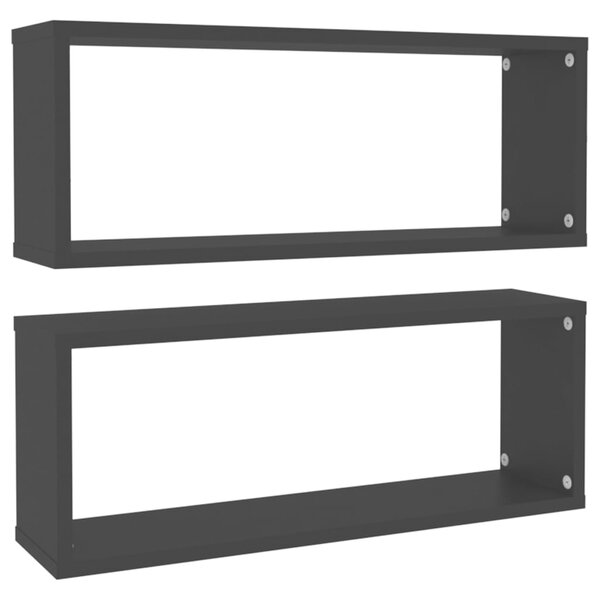 Wall Cube Shelf 2 pcs Black 60x15x23 cm Engineered Wood