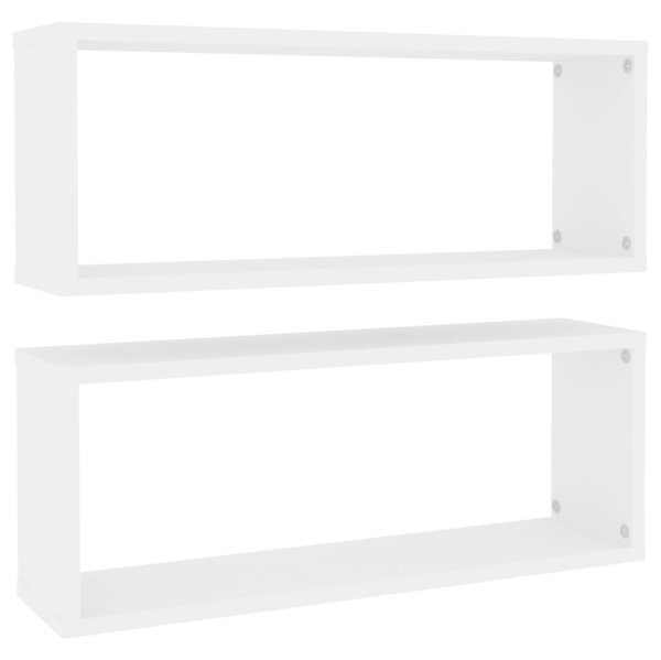 Wall Cube Shelf 2 pcs White 60x15x23 cm Engineered Wood