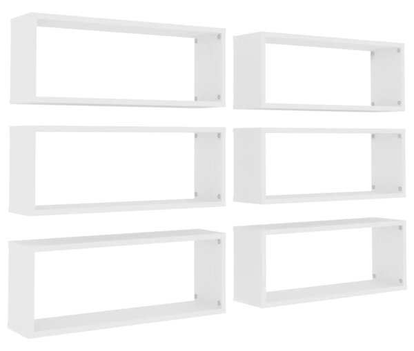 Wall Cube Shelf 6 pcs White 60x15x23 cm Engineered Wood