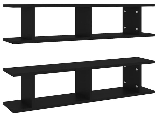 Wall Shelf 2 pcs Black 90x18x20 cm Engineered Wood