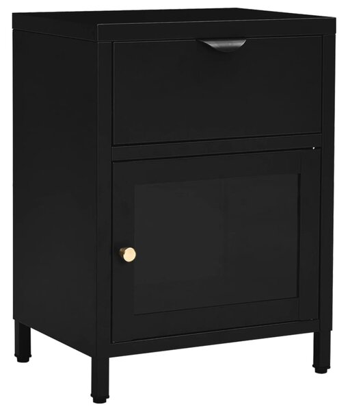 Nightstand Black 40x30x54.5 cm Steel and Glass