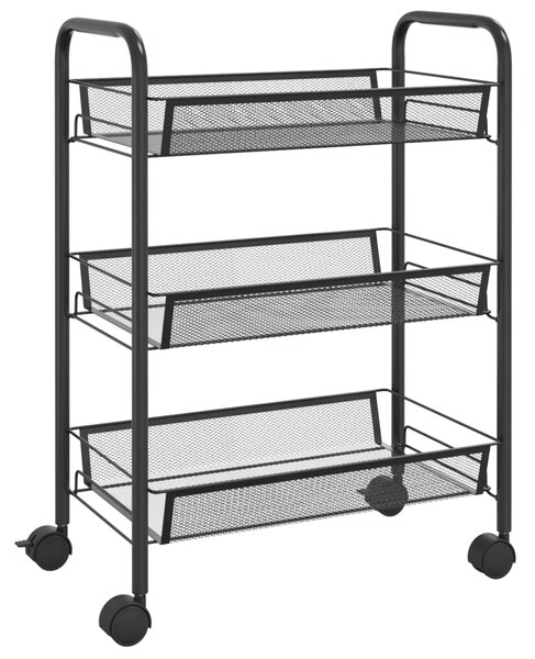 3-Tier Kitchen Trolley Black 46x26x64 cm Iron