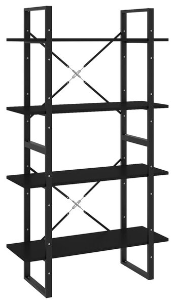 4-Tier Book Cabinet Black 80x30x140 cm Engineered Wood