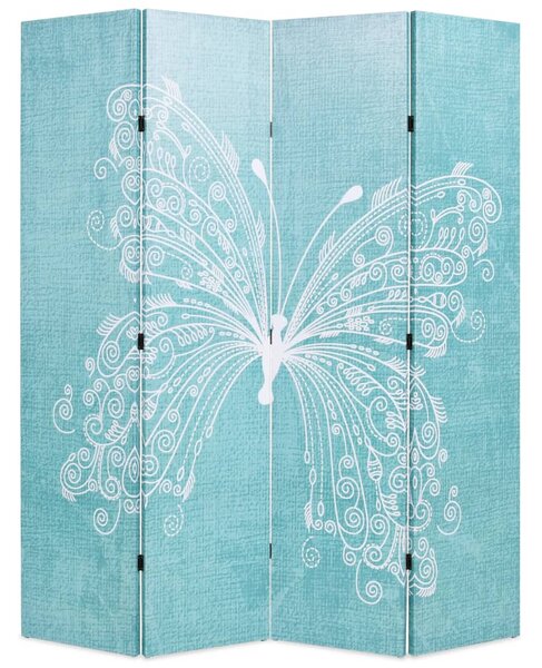 Folding Room Divider 160x170 cm Butterfly Blue