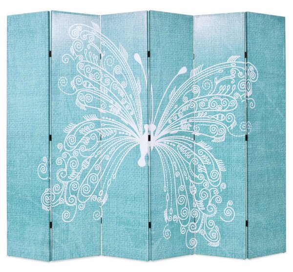 Folding Room Divider 228x170 cm Butterfly Blue