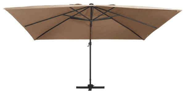 Cantilever Garden Parasol with LED Lights and Aluminium Pole 400x300 cm Taupe