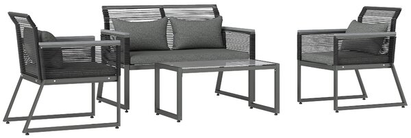 Outsunny 4 Pieces Rattan Garden Furniture Set - Charcoal Grey Aosom UK