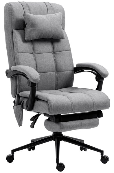 Vinsetto Massage Office Chair Luxury Executive Big Size 6-point Vibration Massage Heat Adjustable Height Head Pillow Footrest Home Grey Aosom UK
