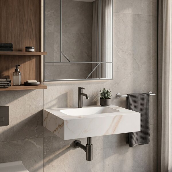 Wall-hung washbasin REA Aresa Grey Gold 60