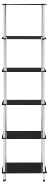 6-Tier Shelf Black 40x40x160 cm Tempered Glass