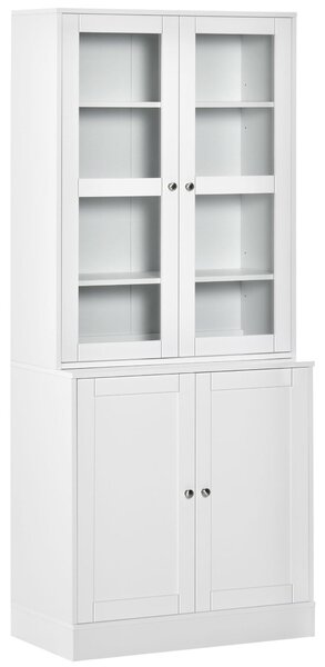 HOMCOM Modern Bookcase with Doors, Display Storage Cabinet with Adjustable Shelves for Living Room, Study, Office, White Aosom UK