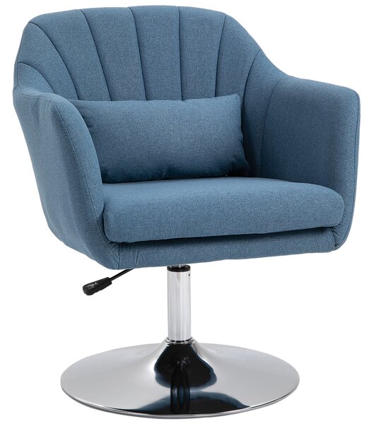 HOMCOM Swivel Accent Chair, Anti-Cat-Scratch Vanity Armchair with Adjustable Height Thick Cushion Lumbar Support Armrest for Home Office Aosom UK