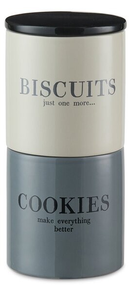 Monochrome Stacking Cookie and Biscuit Canister Cream