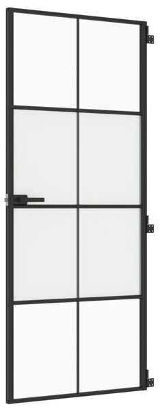 Interior Door Slim Black 83x201.5 cm Tempered Glass and Aluminium