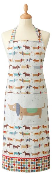 Ulster Weavers Hot Dog Sausage Dog Cotton Apron Off White, Brown and Green