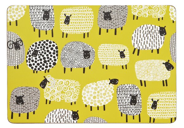 Ulster Weavers Dotty Sheep Pack of 4 Placemats Yellow, Black and White