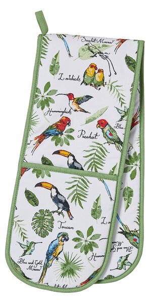 Ulster Weavers Tropical Birds Double Oven Glove Green, White and Red