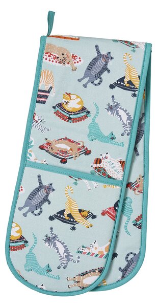 Ulster Weavers Kitty Cats Double Oven Glove Blue, Green and Yellow