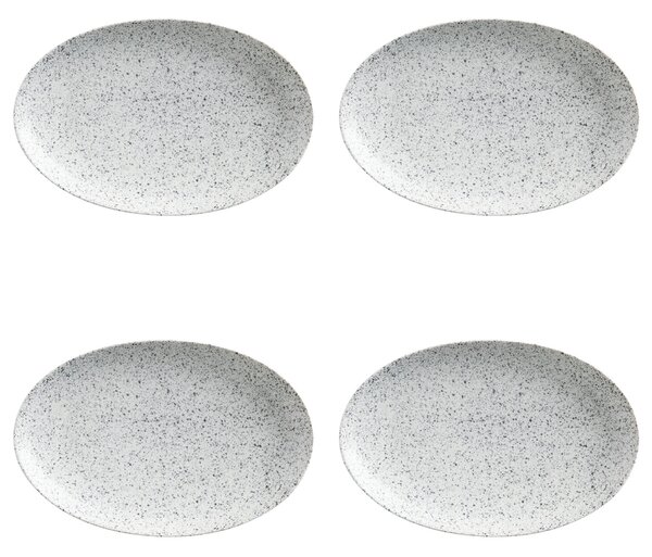 Maxwell & Williams Caviar Speckle Set Of 4 Oval Plates Cream/Black