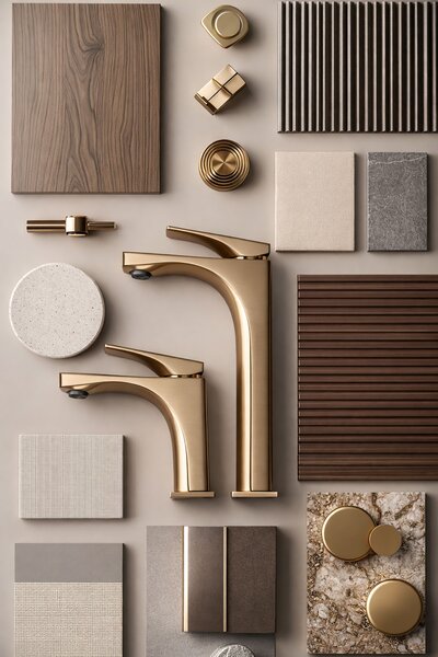 Bathroom faucet PREMIUM Rea Joe Brush Gold low