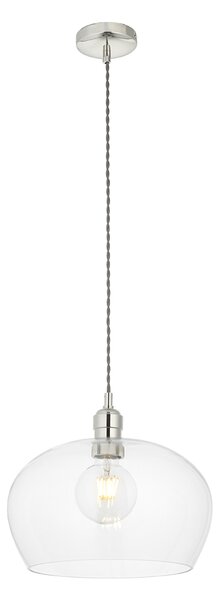 Hexton Wide Glass Pendant in Bright Nickel