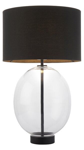 Cleo Oval Table Lamp in Matt Black with Black Shade