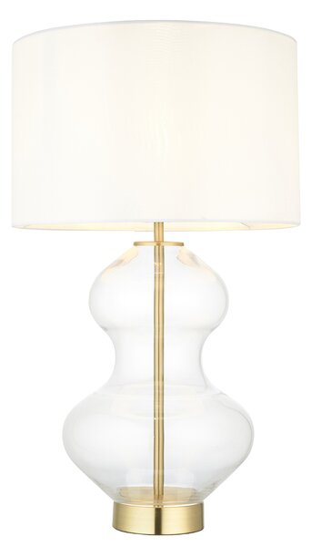 Cleo Shaped Table Lamp in Brass with White Shade