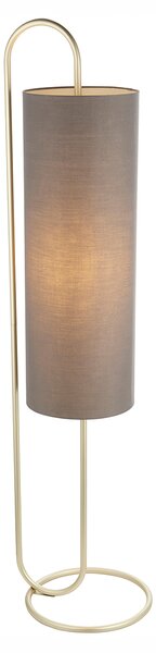 Lilith Floor Light in Antique Brass with Grey Fabric