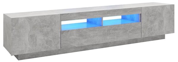 TV Cabinet with LED Lights Concrete Grey 200x35x40 cm