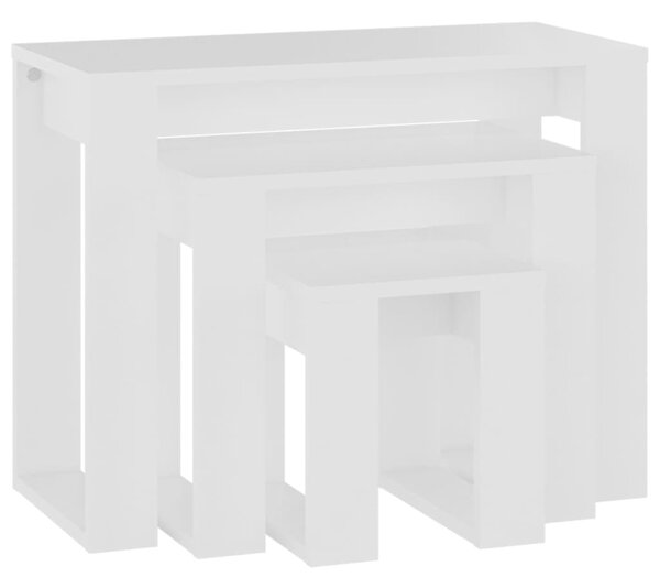 Nesting Tables 3 pcs White Engineered Wood