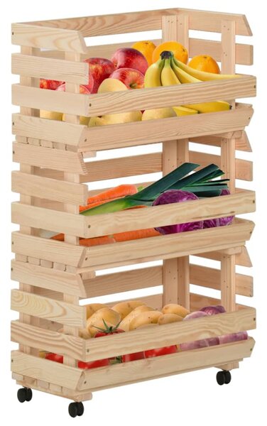 Vegetable Trolley 37x30x80 cm Solid Pinewood