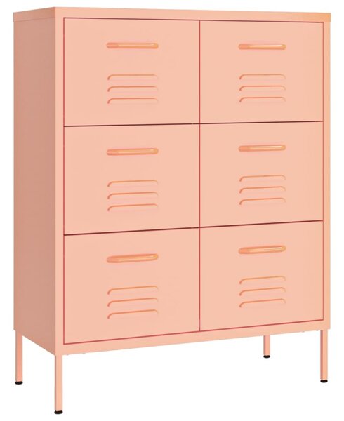 Drawer Cabinet Pink 80x35x101.5 cm Steel