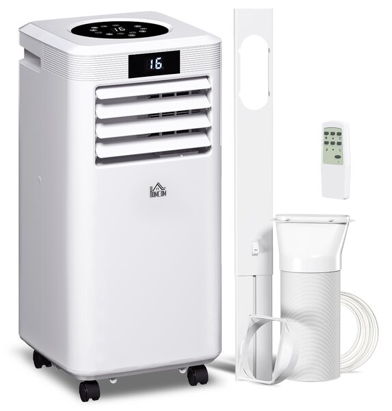 HOMCOM 10000 BTU Air Conditioner Portable AC Unit for Cooling Dehumidifying Ventilating with Remote Controller, LED Display, Timer, White Aosom UK