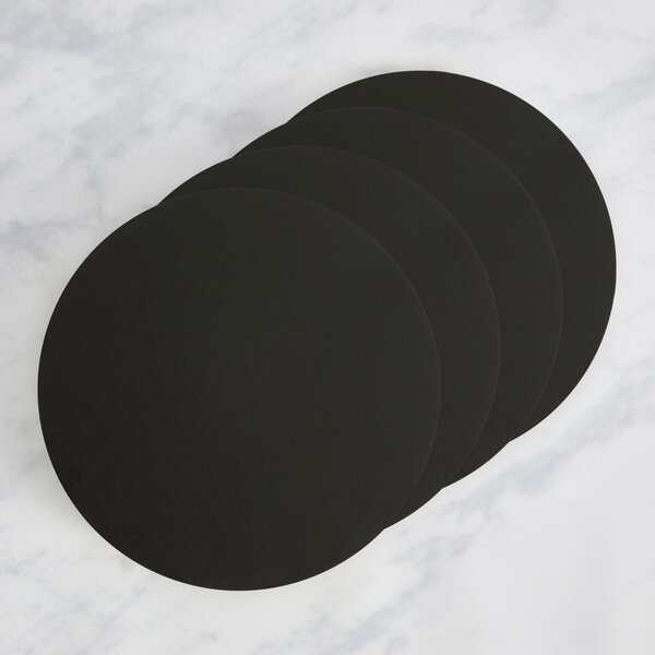 Painted Wooden Round Placemats Set of 4 Black