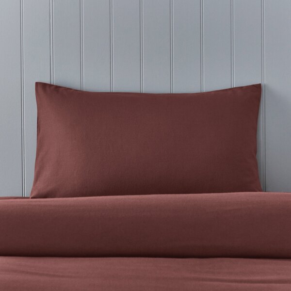 Soft & Cosy Luxury Brushed Cotton Housewife Pillowcase Pair Red