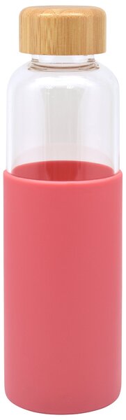 Glass and Silicone Pastel Coral 650ml Bottle Coral