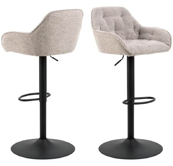 Bilbao Beige Fabric Bar Stools With Black Base In Pair