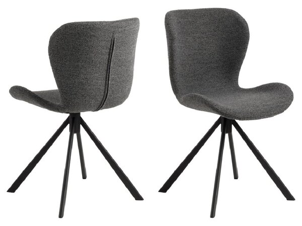 Baldwin Anthracite Fabric Dining Chairs With Black Legs In Pair