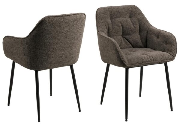 Bilbao Taupe Fabric Dining Chairs With Armrest In Pair