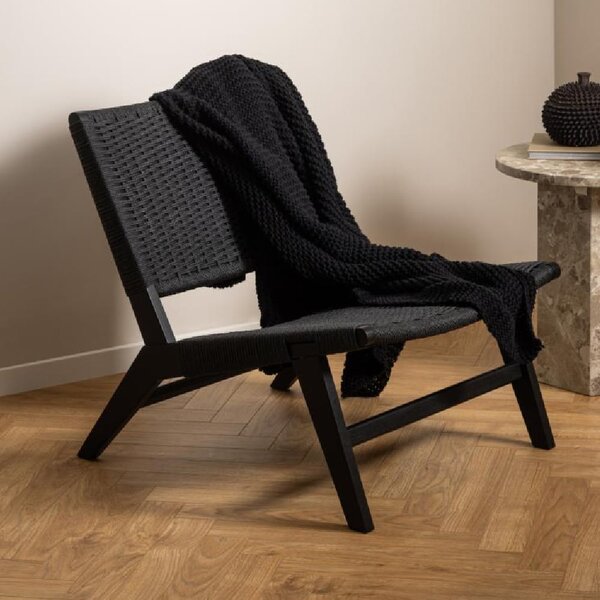 Camrose Weaved Pattern Lounge Chair In Matt Black