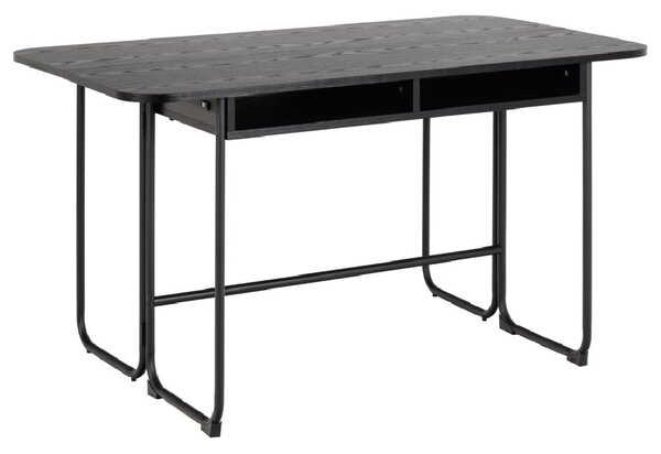 Deridder Wooden Extending Dining Table In Ash Black