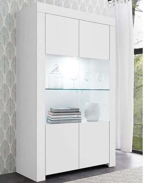 Ferndale Wooden Display Cabinet With 2 Doors In Matt White And LED