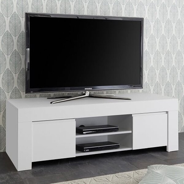 Ferndale Wooden TV Stand With 2 Doors In Matt White