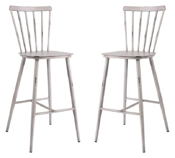 Piper Vintage White Outdoor Aluminium Bar Chairs In Pair