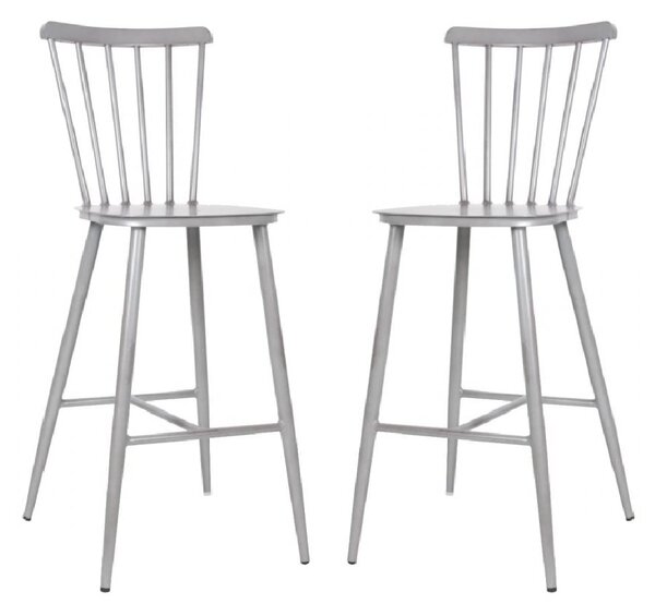 Piper Vintage Grey Outdoor Aluminium Bar Chairs In Pair