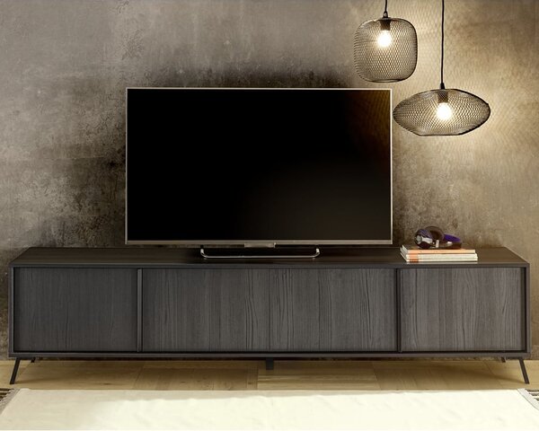 Cappy Wooden TV Stand With 4 Doors In Black