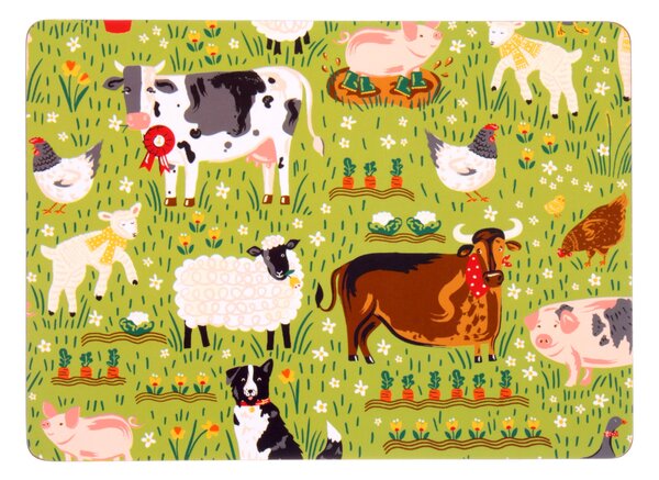 Ulster Weavers Jennie's Farm Set of 4 Placemats Green, White and Brown